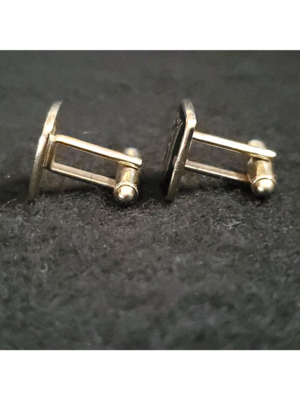 Vintage Initial Letter J Cufflinks Monogram Gold Tone Black Enamel 5/8" - Picture 2 of 6